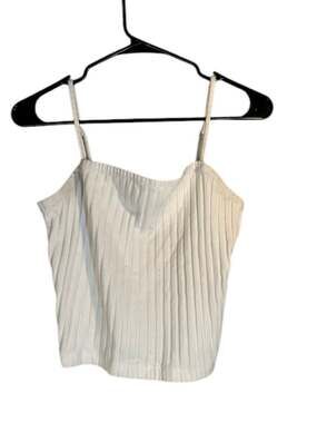 Universal Thread Ribbed Cotton Blend Adjustable Straps Cropped Tank Top Women SM